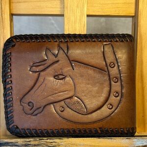 Handmade vintage equestrian horse cowboy bifold wallet